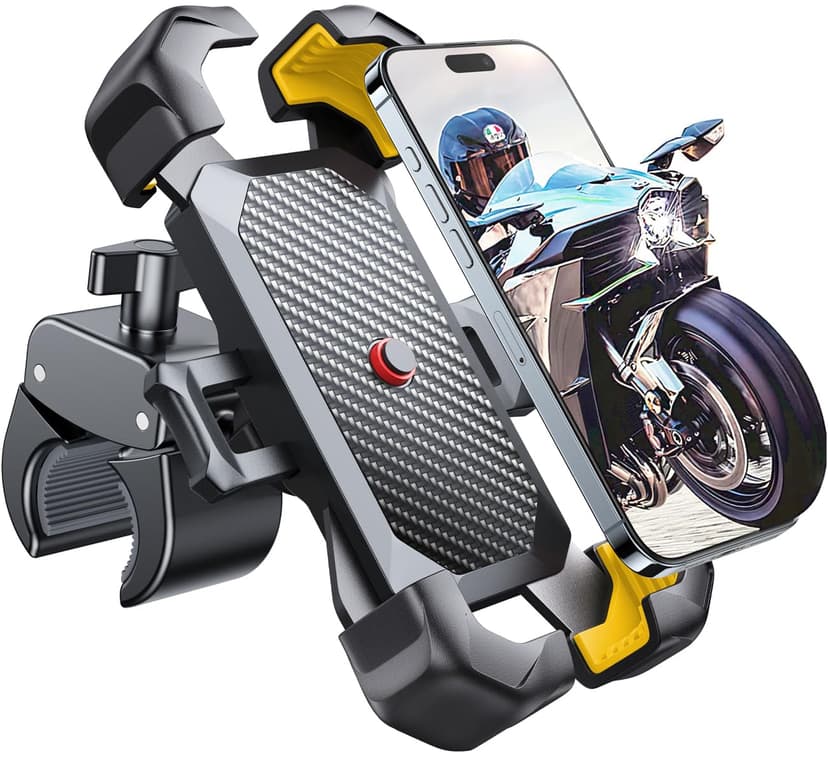 JOYROOM Motorcycle Phone Mount, [1s Auto Lock][100mph Military Anti-Shake] Bike Phone Holder for Bicycle, [10s Quick Install] Handlebar Phone Mount, Compatible with iPhone, Samsung, All Phone, Yellow