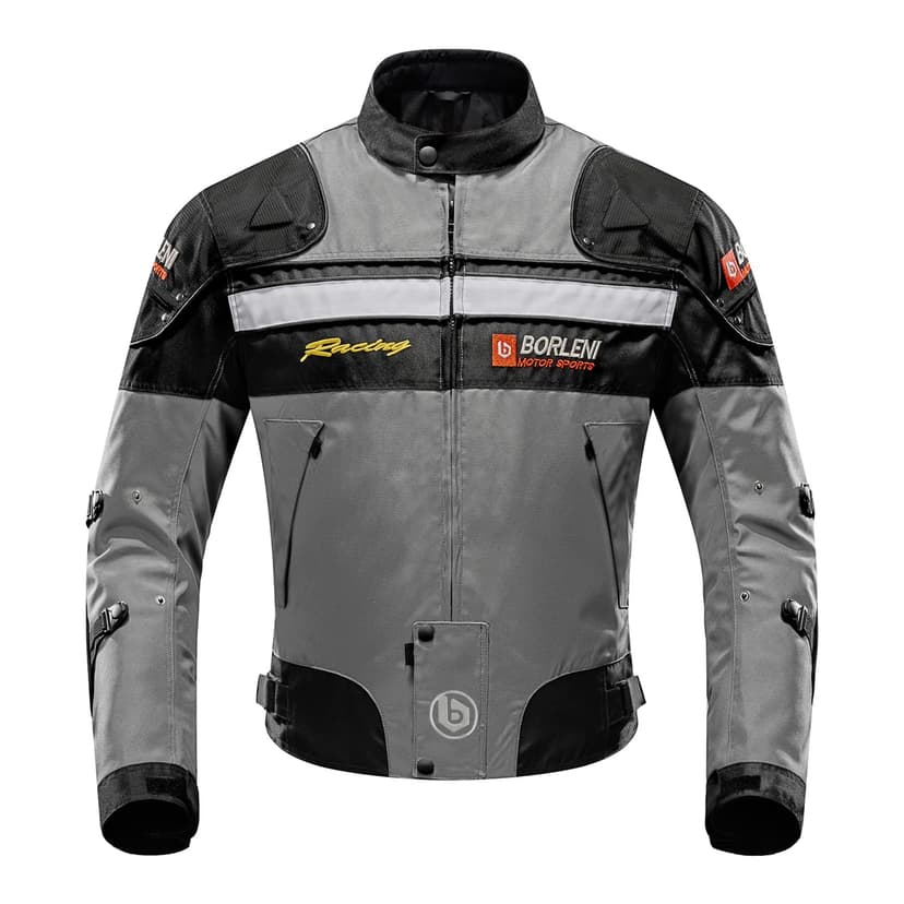 BORLENI Motorcycle Jacket Motorbike Riding Jacket Windproof Motorcycle Full Body Protective Gear CE Armor All Season Gray M | Biker Riding Jacket, Windproof, Full Body Protective Gear, All Season Mode