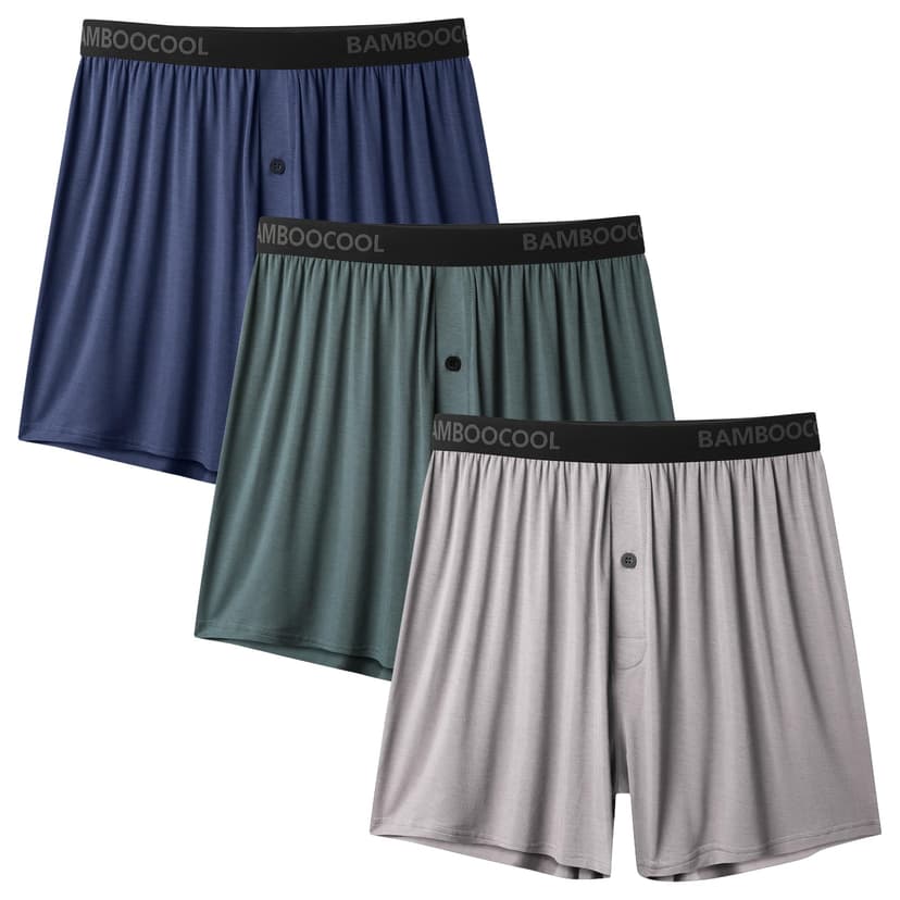BAMBOO COOL Mens Boxer Shorts Underwear Soft Comfortable Breathable Knit Boxers Short for Men (3 or 5 Pack)