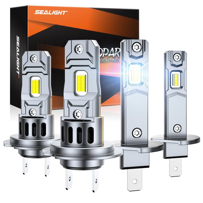 SEALIGHT S2S H1 H7/H7LL Light Bulbs Wireless 140,000LM, 900% Brighter H7 H1 LED Fog Bulbs 6500K Cool White, Plug and Play, No Adapter Required, IP68 Waterproof, Pack of 4