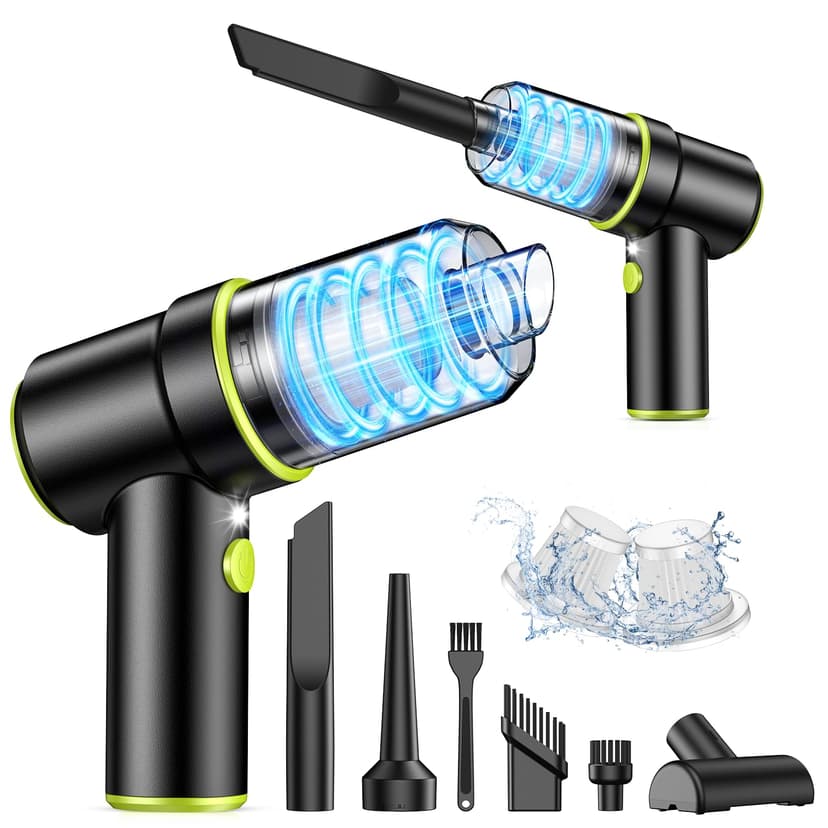 KMM Handheld Car Vacuum Cleaner, 9000PA Vacuum Cleaner & Air Duster, 120W High Power Vacuum Portable Cordless, Hand Held Vacuum Rechargeable with Multi-Nozzles & LED Light for Home, Car, Office