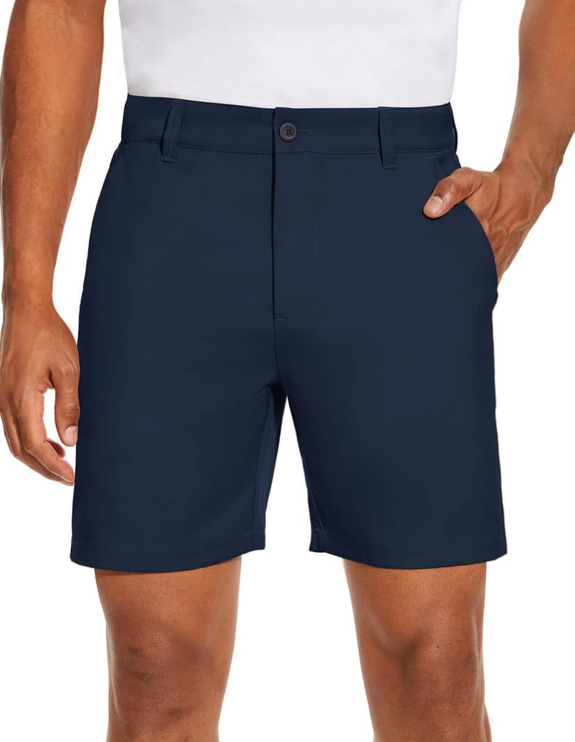 PULI Men's Golf Dress Shorts Flat Front Hybrid 7 Inch with 5 Pockets | Lightweight Quick Dry Breathable for Travel Hiking Casual Business