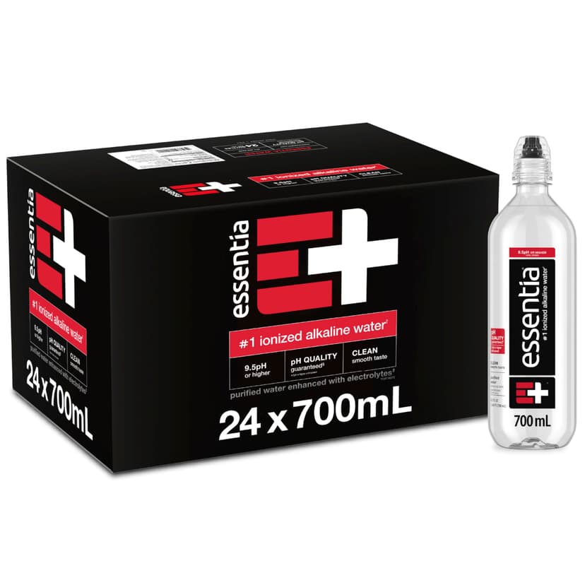 Essentia Water LLC, Ionized Alkaline Bottled Water; 99.9% Pure, Infused with Electrolytes, 9.5 pH or Higher with a Clean, Smooth Taste, 23.67 Fl Oz (Pack of 24)