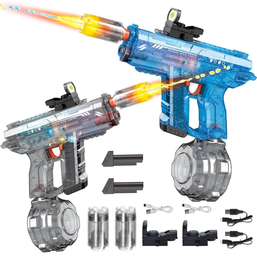 Nicojoy 2 Pack Electric Water Gun for Adults Kids: Light Up Automatic Squirt Guns, 26-32FT Long Range, 800CC Capacity, Summer Outdoor Pool Games for Ages 8-12, Beach Backyard Party Toys Gift Boys