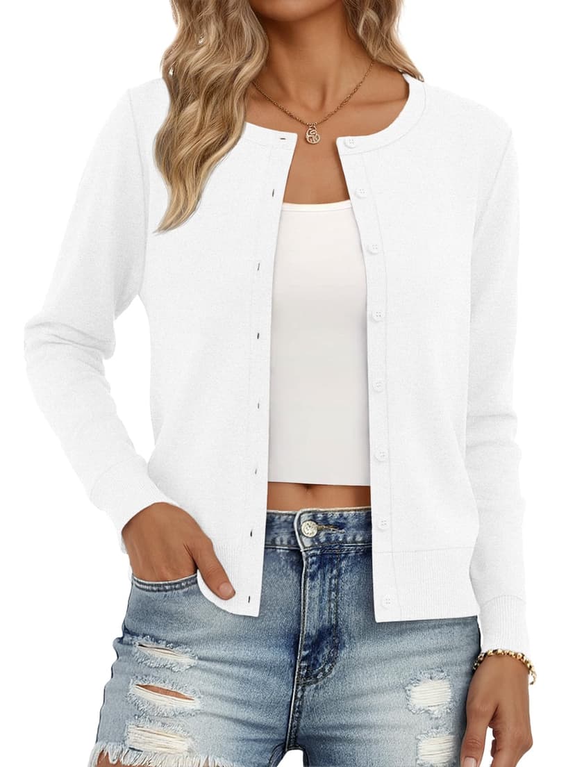 Trendy Queen Women's Lightweight Knit Cardigan | Cute Soft Button-Down Sweater, Versatile Layering Top for Spring, Fall, Winter & Office
