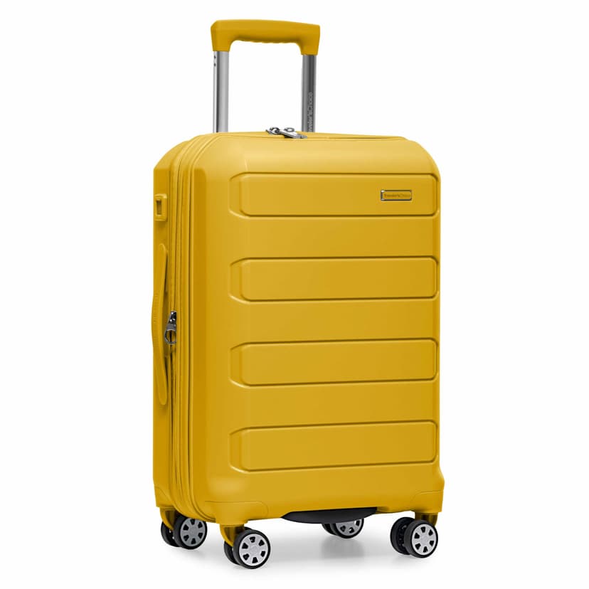 Traveler's Choice Pagosa Hardshell Expandable Luggage with Spinner Wheels, Yellow, 22-Inch Carry-on