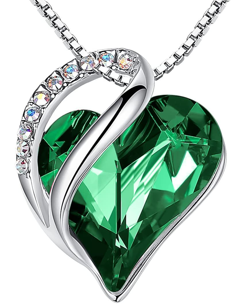 Leafael Mothers Day Gift Necklaces for Women, Infinity Love Birthstone Heart Crystal Pendant, Birthday Anniversary Jewelry for Wife, Mom, and Her, Silver Plated, 18" + 2" Adjustable Chain
