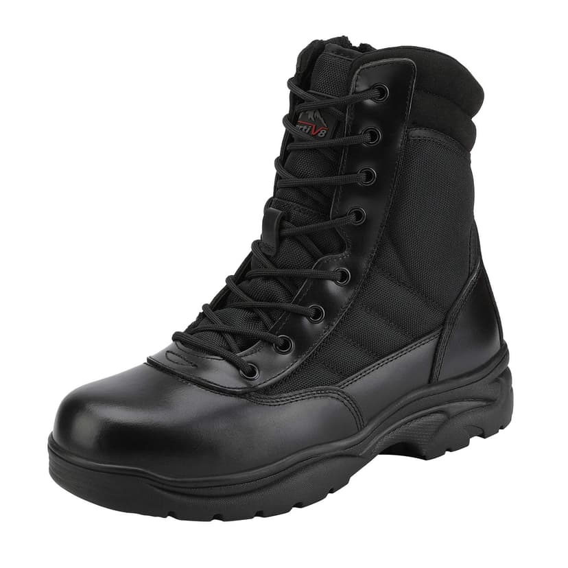 NORTIV 8 Men's Military Tactical Work Boots Side Zipper Leather Motorcycle Combat Boots Trooper