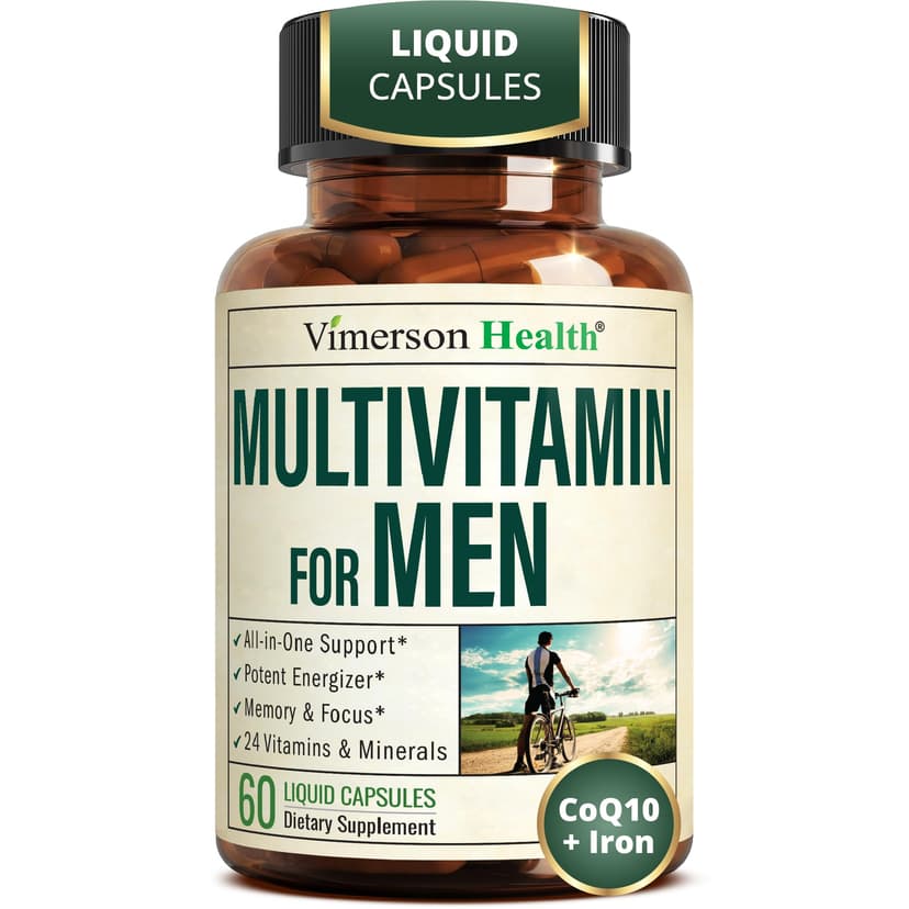 Vimerson Health Multivitamin for Men: Vitamins, Minerals and Bioavailable D3 for Focus and Energy Support – Daily Mens Multivitamins and Multiminerals – 60 Liquid Capsules