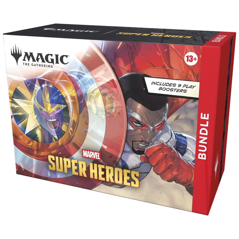Magic: The Gathering | Marvel Super Heroes Bundle | Includes 9 Play Boosters, 30 Lands, 1 Foil Alt-Art Promo Card + Exclusive Accessories | Collectible Trading Card Game
