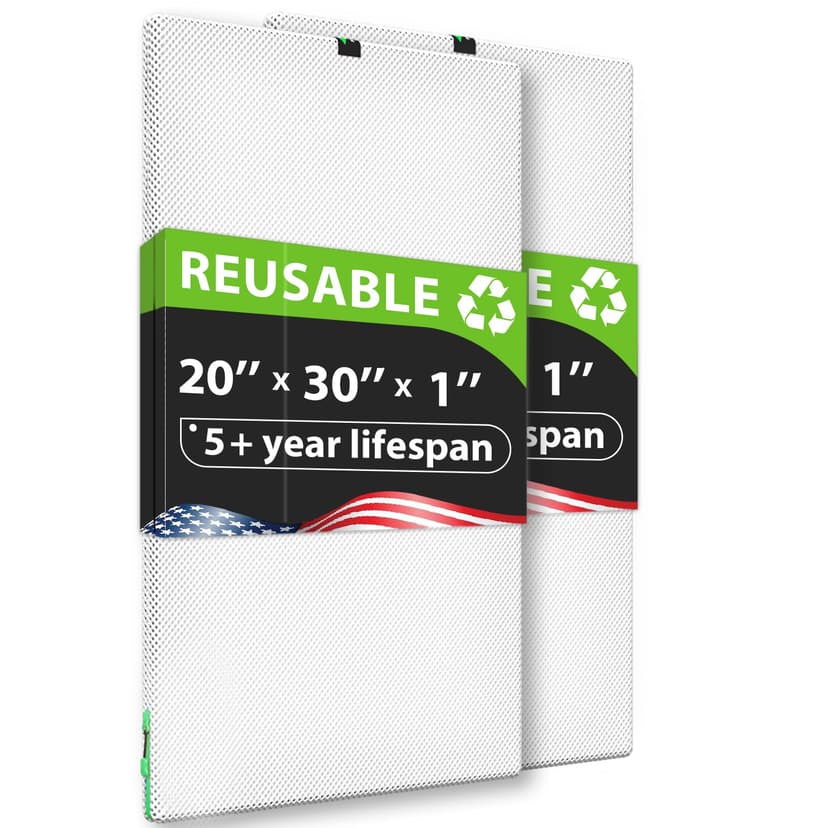 REair 20x30x1 Air filter Pro Kit, Washable and Reusable Air Filter 20x30x1 for AC HVAC Furnace, MERV 8 Air Filters Machine Washable & Dryer Friendly, AC Furnace Air Filter, Include 2 Filters&1 Frame