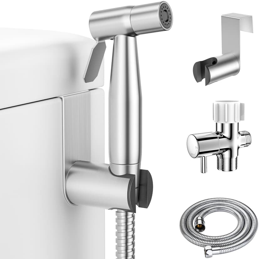 Handheld Bidet Sprayer for Toilet-Adjustable Water Pressure Jet Spray with Bidet Hose for Feminine Wash, Stainless Steel Muslim Shower Toilet Bidet Cloth Diaper Sprayer Set, Used for RV Toilets
