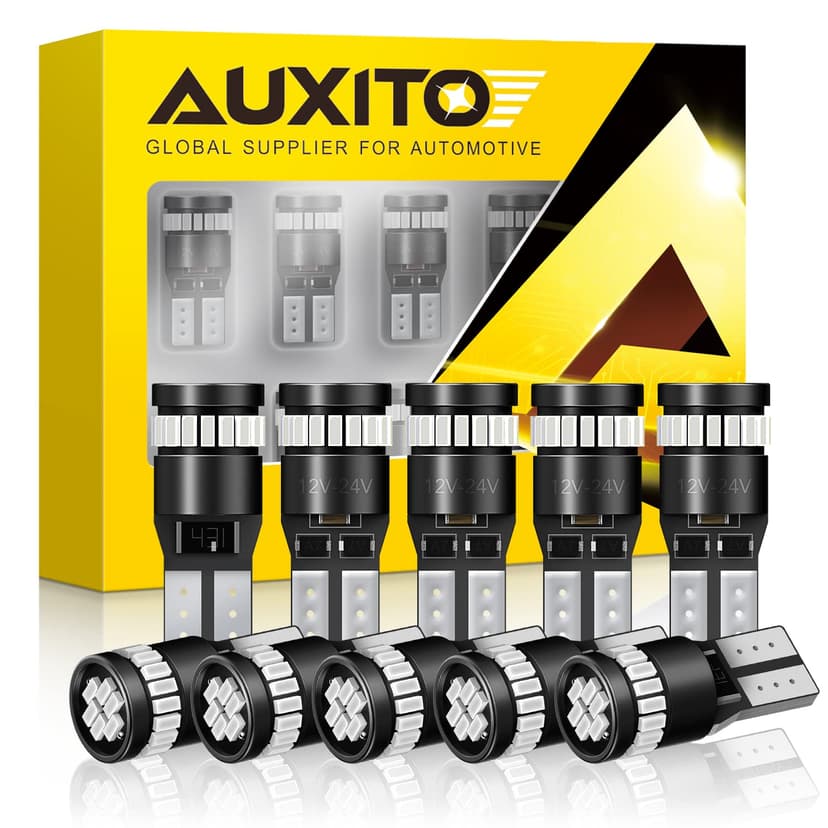 AUXITO Brilliant Red 194 LED Bulbs 168 2825 W5W T10 Wedge LED Replacement Light Kit for Car Dome Map Door Parking License Plate Marker Lights, Pack of 10