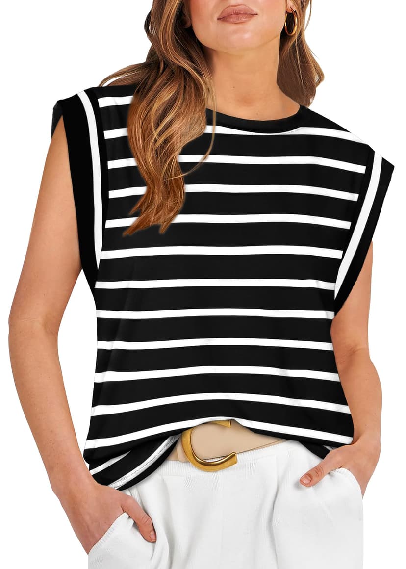 WIHOLL Cap Sleeve Tops for Women Summer Top Basic Tee Shirts Business Casual Tank Loose Fit 2026 Fashion