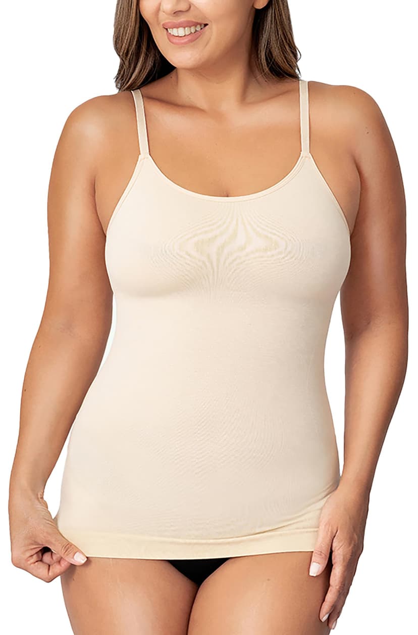 SHAPERMINT Scoop Neck Smoothing Cami, Shapewear Tank Top for Women | Scoop neck shaping cami with gentle 360° tummy, back and side smoothing, adjustable straps and seamless everyday layering.