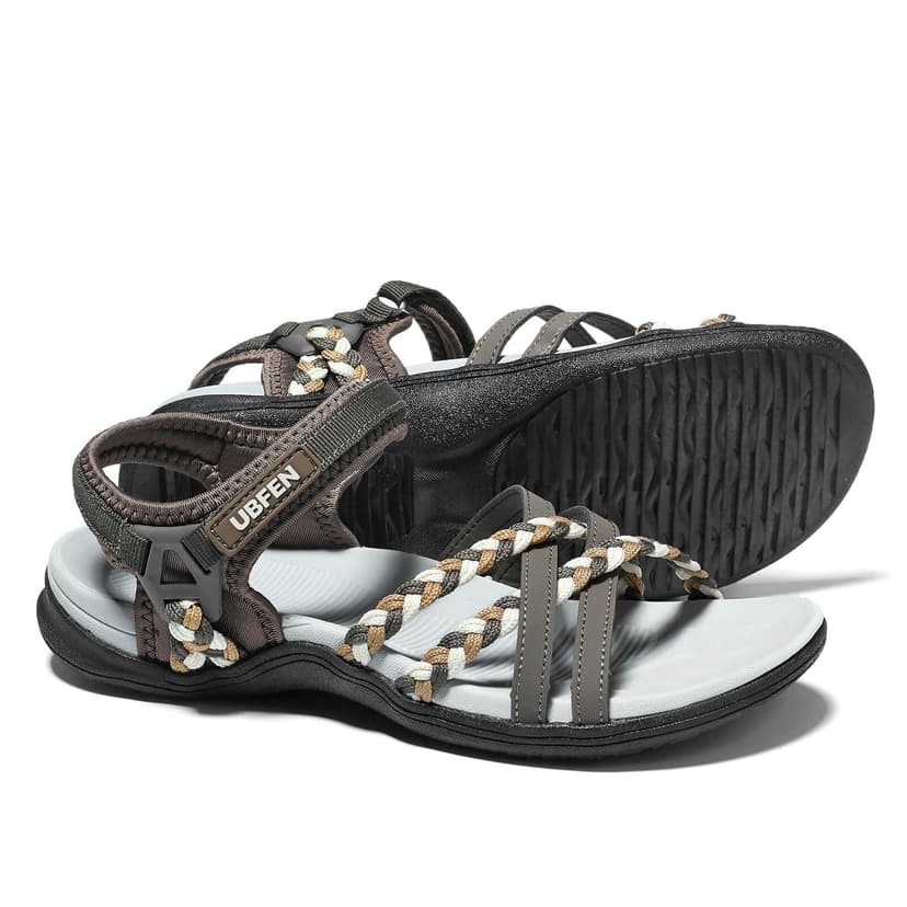 UBFEN Womens Hiking Comfort Sport Sandals Beach Vacation Camping Casual Sport Sandals with Adjustable Straps and Arch Support