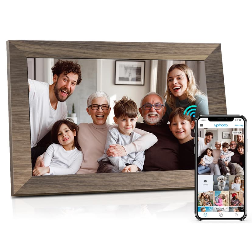 Canupdog WiFi Digital Picture Frame 10.1 Inch, IPS Touch Screen Smart Cloud Digital Photo Frame with 16GB Storage, Wall Mountable, Auto-Rotate, Share Photos from Anywhere Via App