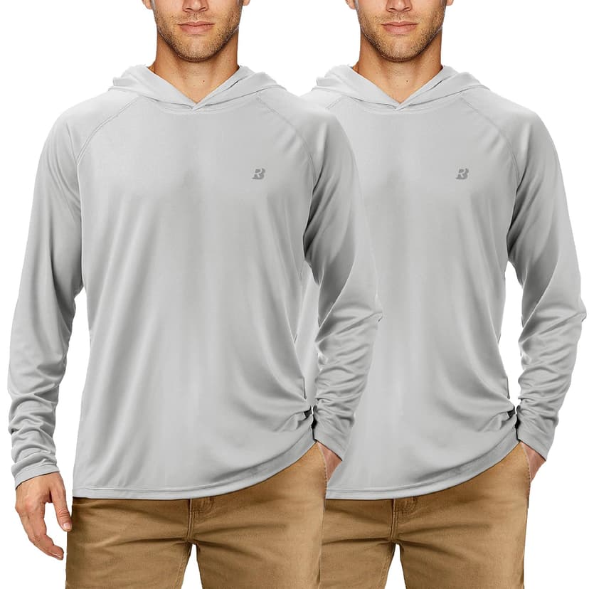 Roadbox UPF 50+ Fishing Shirts for Men, Long Sleeve UV Sun Protection Hoodie, Outdoor Hiking Running Swimming Rash Guard