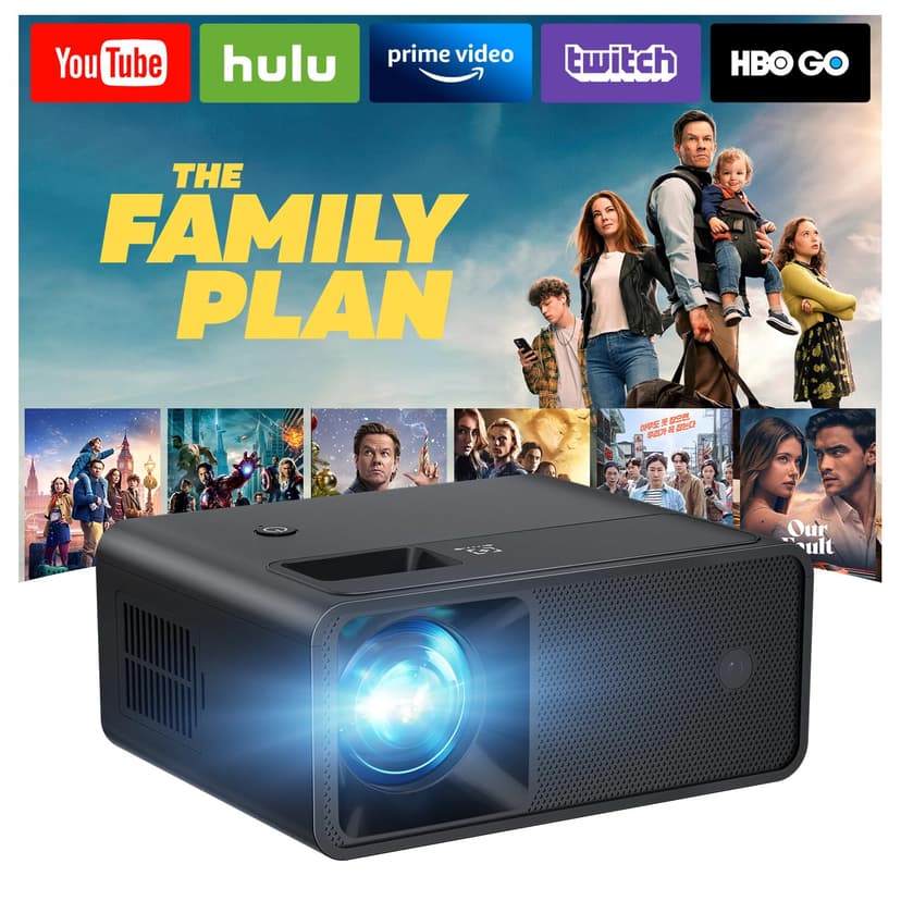 CiBest Portable Mini Projector White, 2025 Upgraded Full HD 1080P Projector, Movie Projector Compatible with iOS/Android Phone/Tablet/Laptop/PC/TV Stick/Box/USB
