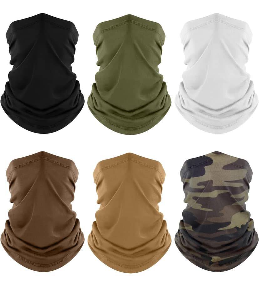Fuinloth Neck Gaiter, 6 Pack Cooling UV Protection Bandana Face Mask Gator Scarf for Men Women