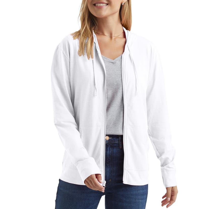 Hanes womens Slub Knit Full-zip Hoodie, Textured Cotton Zip-up T-shirt Hoodie for Women