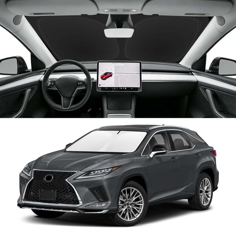 SLOGENTO Custom Fit Windshield Sun Shade for Lexus RX 350 450h 2016-2022 | Blocks UV Rays and Sun Heat, Helps Reduce Interior Temperature, Protects Dashboard from Fading, Folds Easily for Storage