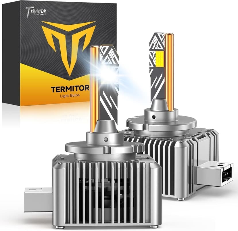 Termitor Latest D3S Bulbs, 50,000LM Ultra Bright, 6500K Cool White, IP68 Waterproof, 1:1 D3S Original HID Size​ Direct for 66340 42403 42302 HID Assembly, No Adapter Required, Easy Install, Pack of 2