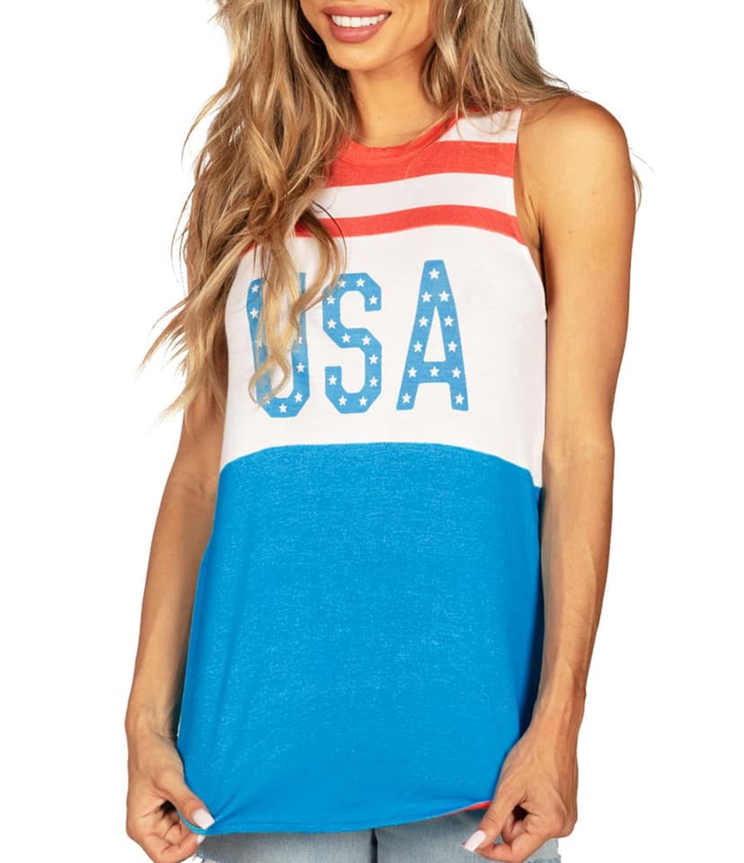 Tipsy Elves Women’s 4th of July Tank Tops Cute Patriotic American Flag Shirt Sleeveless July Fourth Outfits
