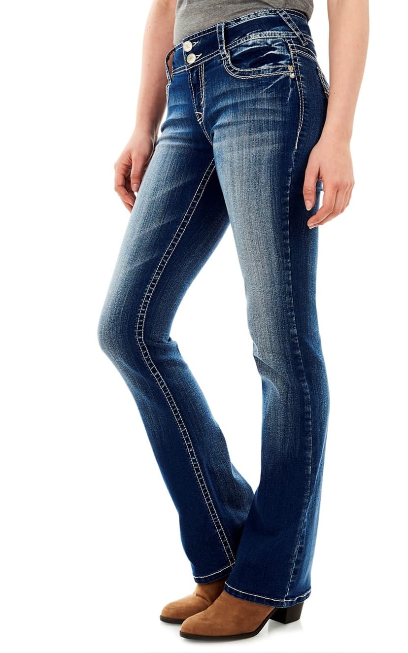 WallFlower Luscious Curvy Bootcut Jeans for Women, Mid-Rise Insta Stretch Denim, Size-Inclusive Juniors Jeans