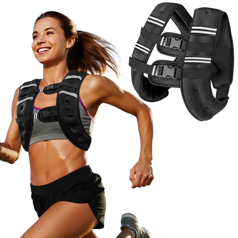 Zikopomi Weighted Vest Woman Man, 6lb/8lb/12lb/16lb/20lb/25lb/30lb Weight Vest with Reflective Stripes for Workout, Strength Training, Running, Fitness, Muscle Building, Weight Loss, Rucking Vest