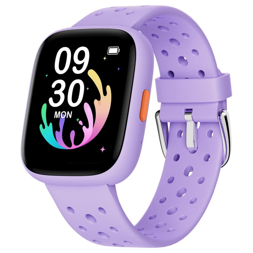 BIGGERFIVE Kids Smart Watch No Phone Needed, 1.8" Fitness Tracker Watch | Pedometer, Heart Rate, Sleep Monitor, IP68 Waterproof, Step Counter, Puzzle Games for Girls Teens 5-16, Lilac