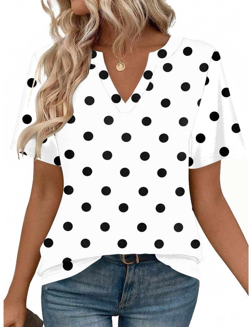Zeagoo Womens Tops Short Sleeve V Neck Tee Shirts Cute Dressy Casual | Basic Clothing, Business Work Blouse, Loose Fit Tunic Fashion