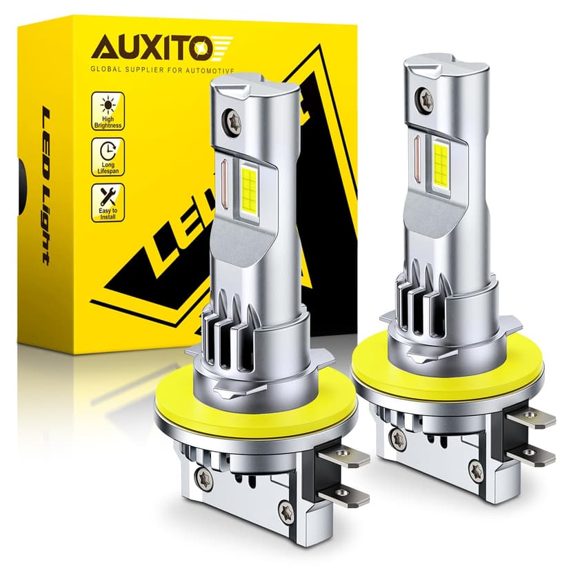 AUXITO H11B Bulbs, 1400% Brightness, 6500K Ultra White, 1:1 Mini Design, Anti-Flicker H8B/H9B Light, 3MIN Plug N Play, 60000Hr+ Long Lifespan, 99% Vehicles Supported, Pack of 2