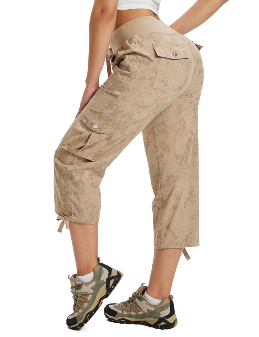 MoFiz Women's Cargo Capris Hiking Pants Lightweight Quick Dry Outdoor Athletic Travel Casual Loose Comfy Cute Pockets