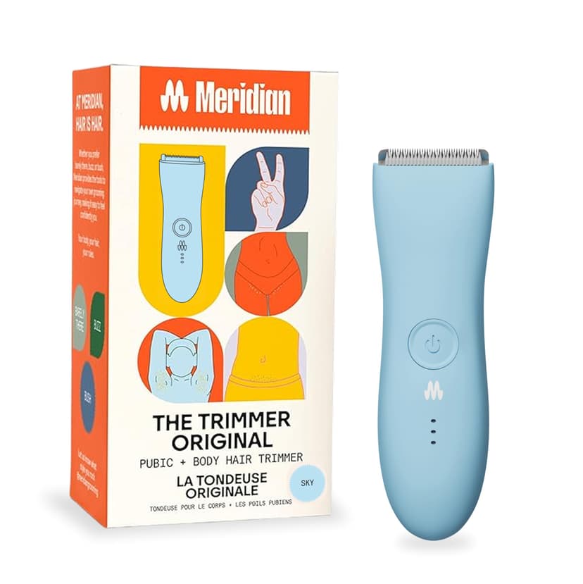 MERIDIAN The Trimmer Original | Body Hair Trimmer for Men & Women | Sky | Rechargeable and Waterproof Shaver for Pubic Area, Chest, Back, Underarms and Bikini Line, with 2 Guide Combs Included