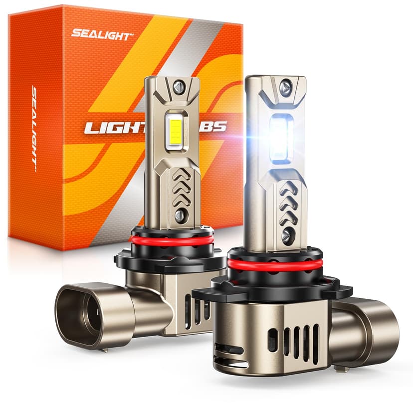 SEALIGHT L2S 9012 LED Light Bulbs, 12X 70000LM Super Brighter 6500K Cool White, 9012/HIR2 LED Bulb with 25000RPM Fan, 1:1 Mini Size, 70000Hrs Long Lifespan with IP68, Plug N Play, Pack of 2