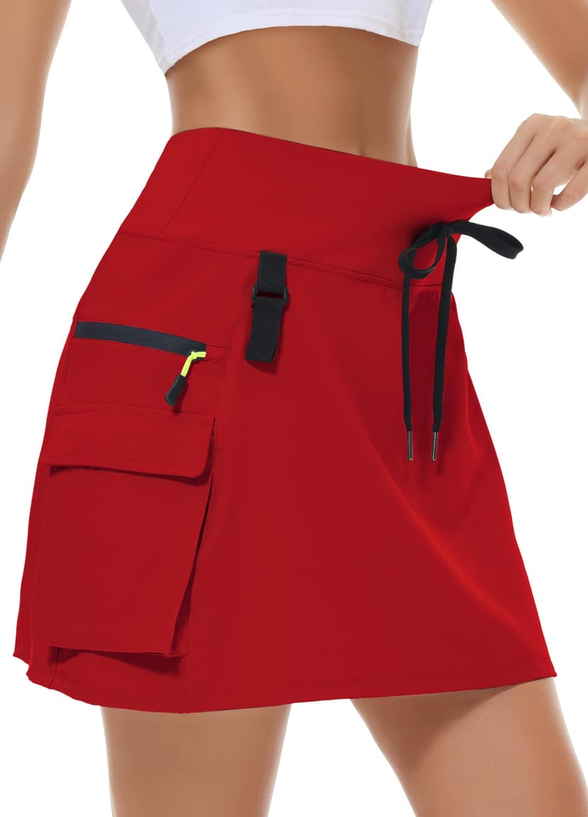 MIVEI Skorts for Woman - Hiking Cargo Skorts with Zipper Pockets | High Waisted Quick Dry Golf Workout Dressy Casual
