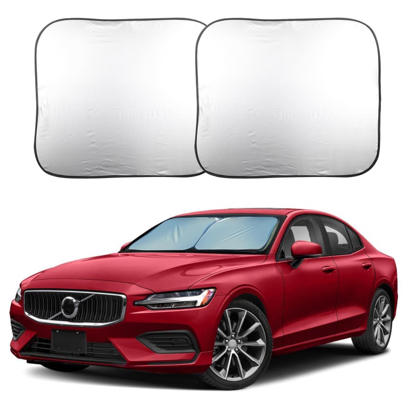 EcoNour 2 Piece Foldable Car Windshield Sun Shade – UV & Heat Protection, Interior Cooling, Durable Upgraded Design, Easy Fold, Front Window Sunshade - Medium (31" L x 28" W)