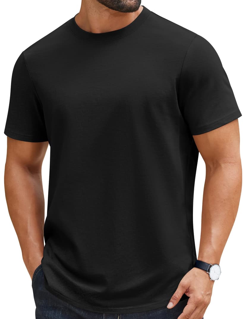 COOFANDY Mens T-Shirts 100% Cotton Crewneck Short Sleeve Tees Casual Plain Shirts