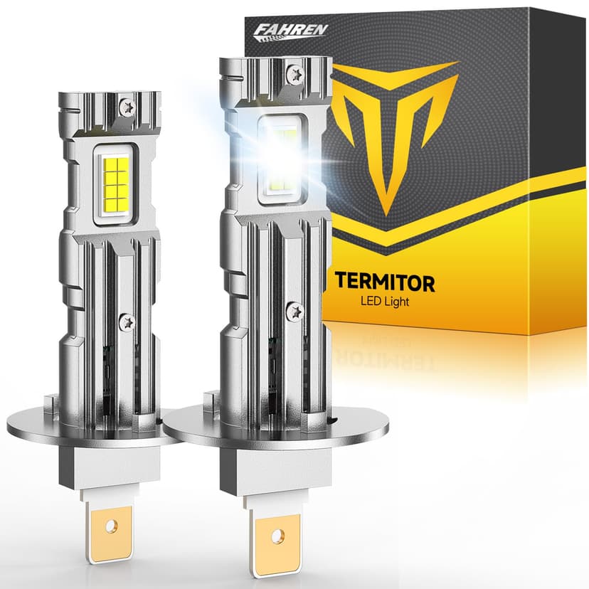 FORENNER 2026 Upgraded H1 Light Bulbs, 120,000LM 900% Brightness, 6500K White Super Bright, 1:1 H1 Mini Size Headlight Covers No Adapter Required Plug & Play, Canbus Ready, Pack of 2.