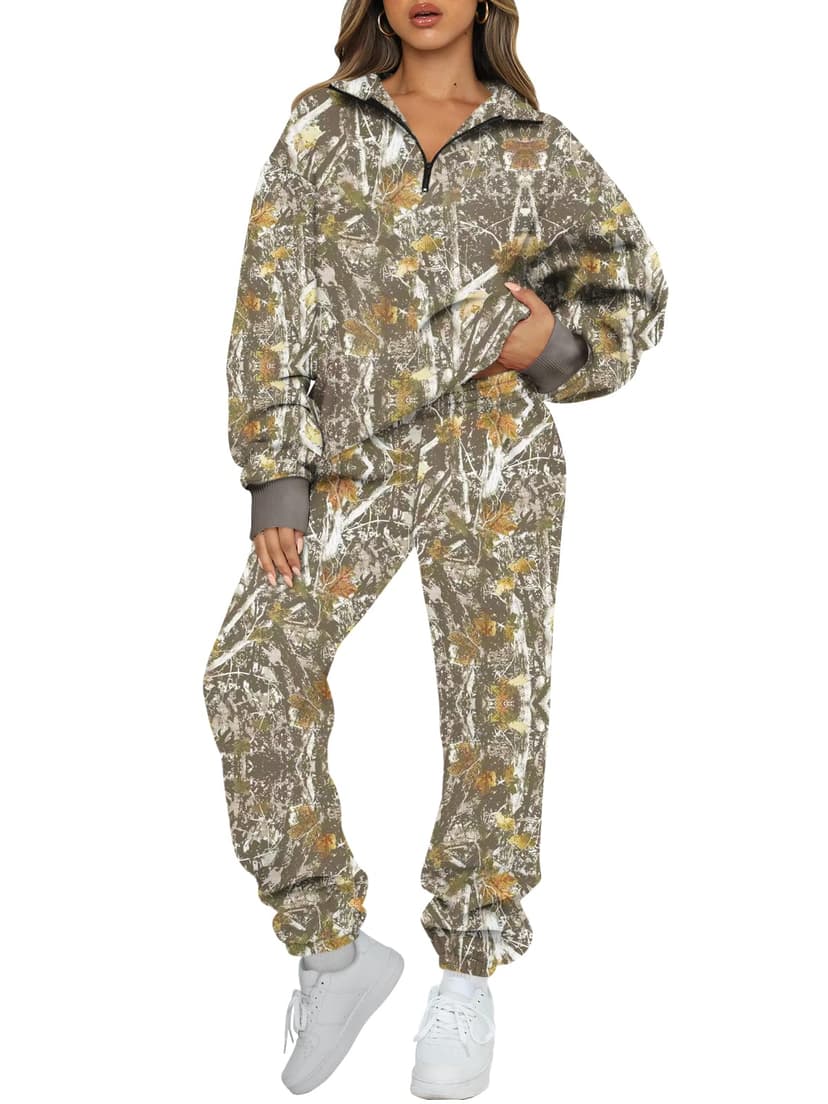 AUTOMET Women's Sweatsuits 2 Piece Outfits Lounge Sets | Cozy Airport Outfits,Casual Sweat Sets for Fall and Winter,Half Zip Pullover and Baggy Sweatpants with Pockets