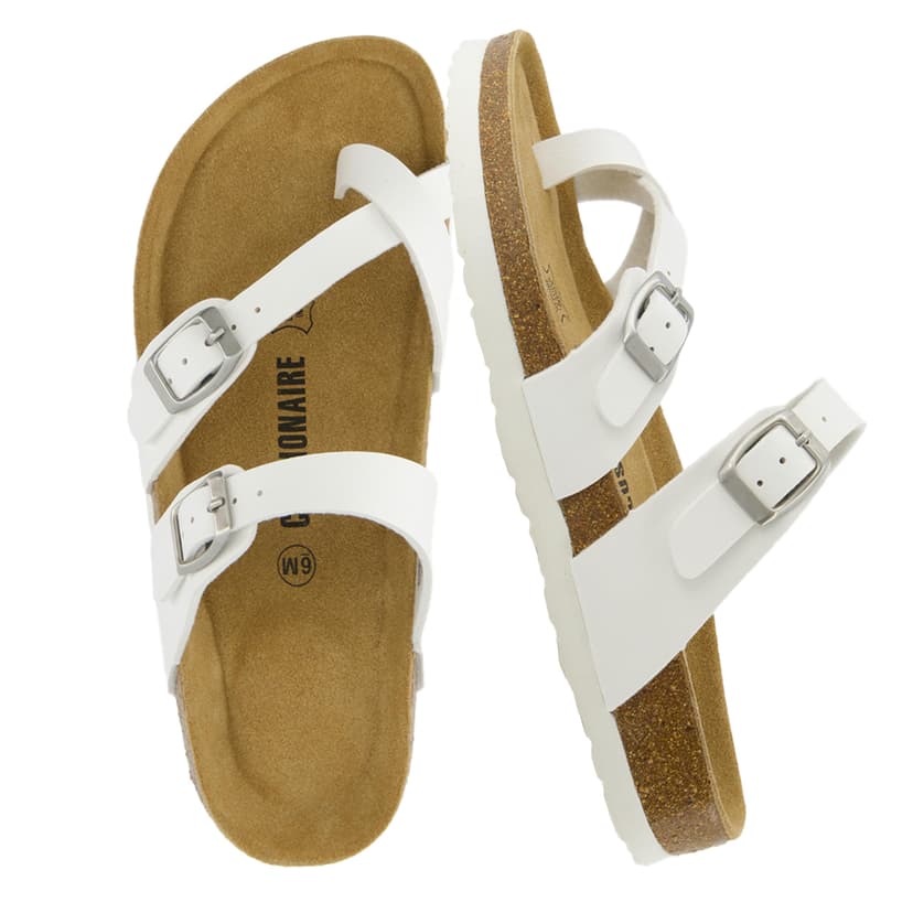 CUSHIONAIRE Luna Sandals for Women, Cork Footbed Womens Sandals for Summer Comfort with Adjustable Straps, Wide Width Available