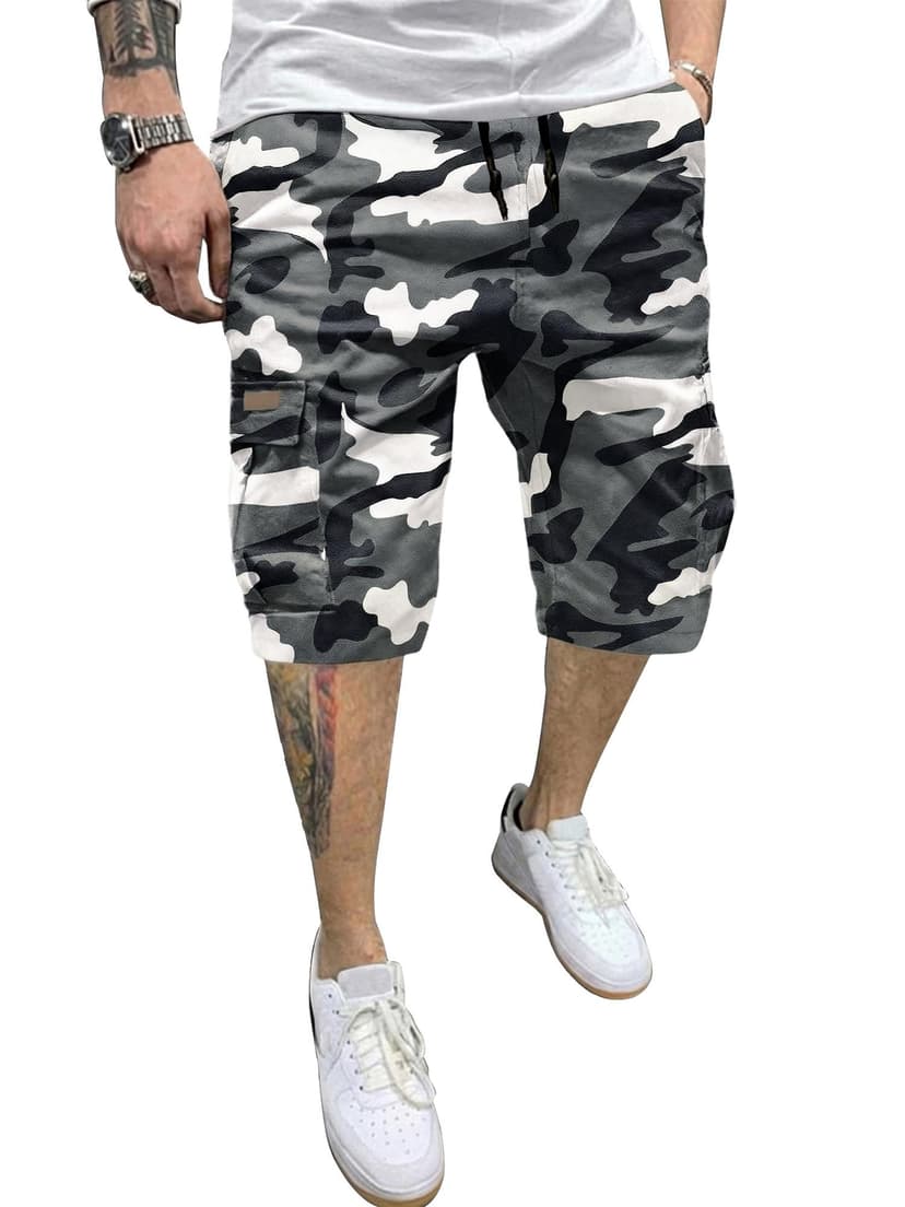 JMIERR Men's Cotton Chino Stretch Twill Cargo Shorts with Pockets | Mens cotton stretch cargo shorts, Drawstring classic chino stretch short with 6 pockets for spring summer wear