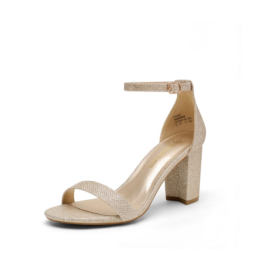 DREAM PAIRS Women's Chunk Low Heel Pump Sandals