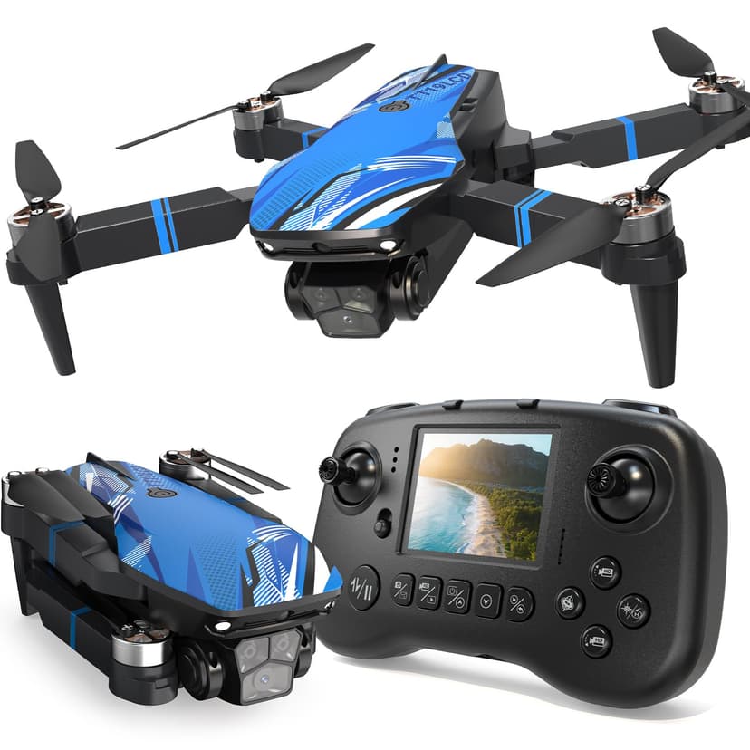 Drone with Camera for Adults LCD Screen FPV Live Video, Brushless Motor 270° Obstacle Avoidance 3D Flips, Foldable RC Mini Drones for Kids Beginners 32G SD Card Max Under 250G Gifts for Boys and Girls