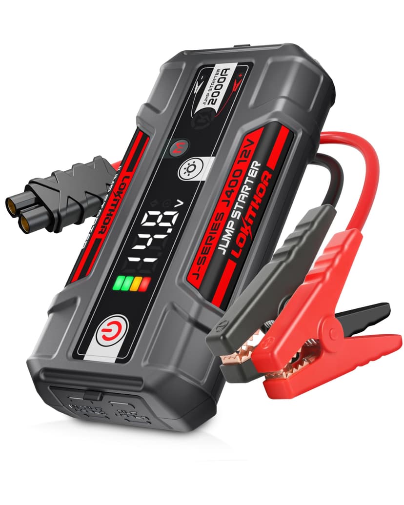 LOKITHOR J400 Jump Starter - 12V 2000A Lithium Battery Jump Pack, Portable Jump Box, Car Starter, Jumper Cables - for Up to 8.0L Gas & 6.0L Diesel Engines | ConnectMax Tech - Smart Digital Display