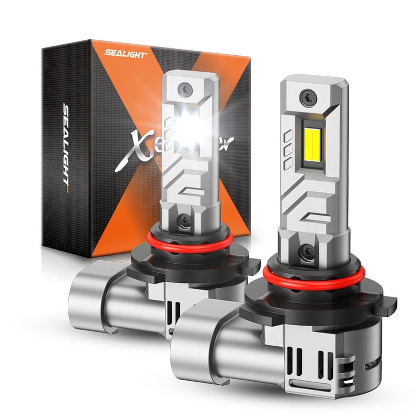 SEALIGHT 9005 Bulbs, 50,000LM 8X Brightness 9005 Fog Lights, 6500K Cool White Bulbs with 15000RPM Fan, Plug and Play, IP68 Waterproof, Pack of 2