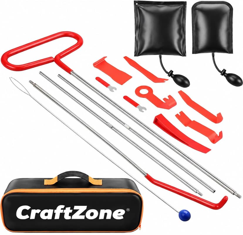 CRAFTZONE 15PCS Stainless Steel Repair Tools,Car Tool Kits for Vehicles with Carrying Bag