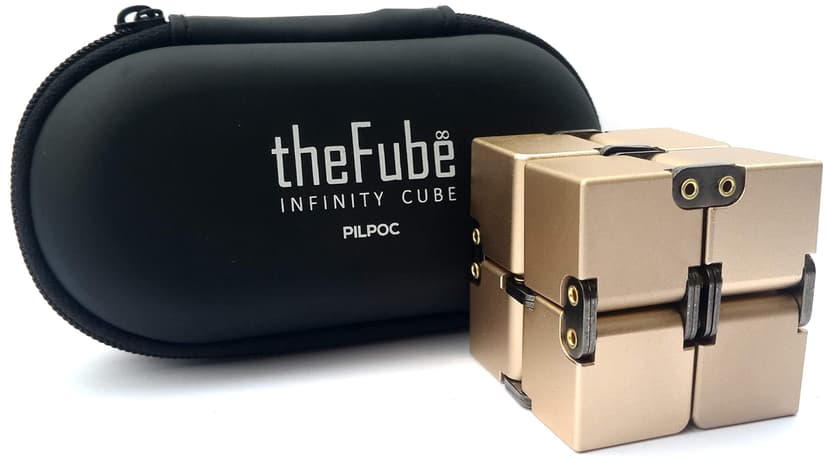 PILPOC theFube Infinity Cube Relieve Stress and Anxiety (Gold) | Fidget Desk Toy - Aluminum Infinite Magic Cube with Case, Sturdy, Heavy, Relieve Stress and Anxiety, for ADD, ADHD, OCD(Gold)