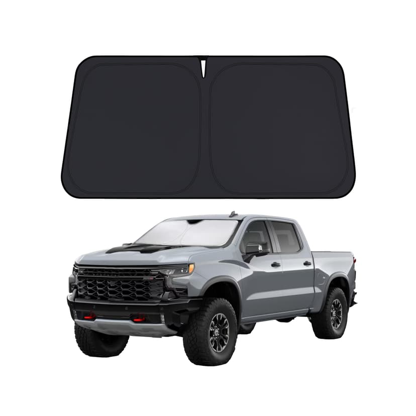 EcoNour Windshield Sunshade Compatible for Chevrolet Silverado 2019-2026 | 1500 Sun Visor for Front Windshield & Window Sun Shade Cover, UV Heat Blocker & Protector, Car Accessories